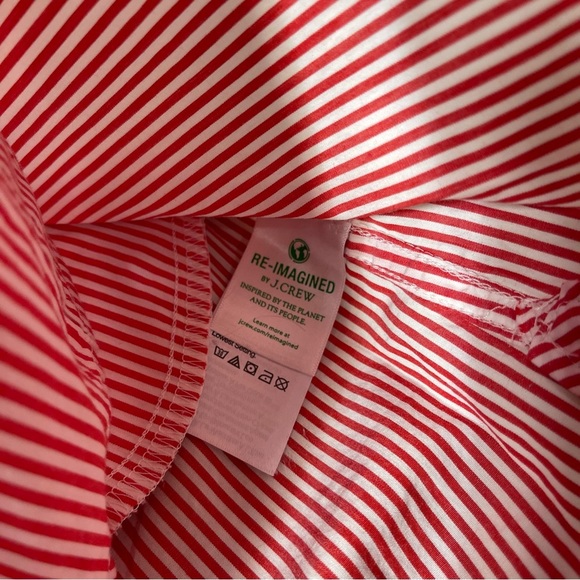 J.CREW Classic Red White Striped Belted Crisp Poplin Shirt Dress Size 0P - Picture 10 of 11